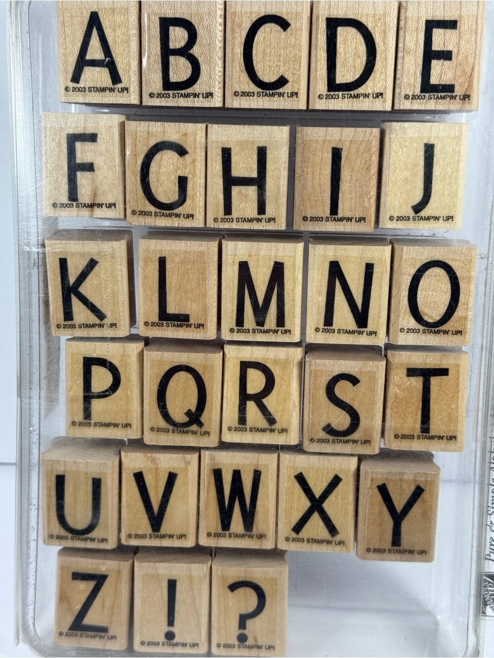 Stampin' Up! Wood Alphabet Stamp Set - Black on Natural Wood